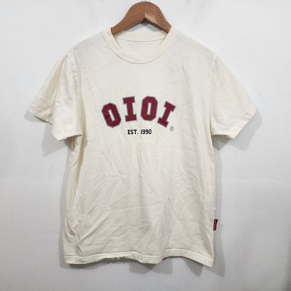 5252 by OIOI varsity logo short-sleeve T-Shirt Cream Knit Oversized Boxy Size M